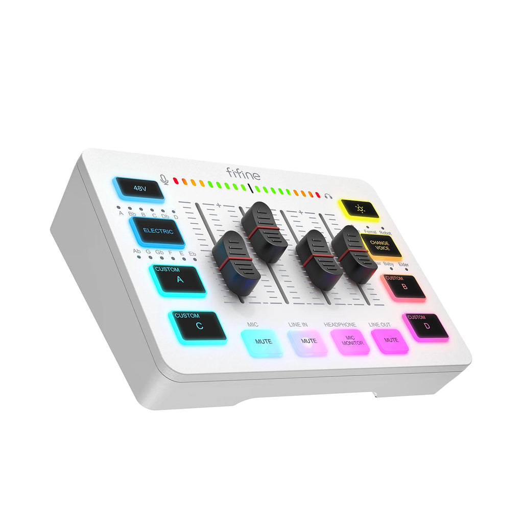 Mixer para jogos USB FIFINE com interface de microfone XLR
