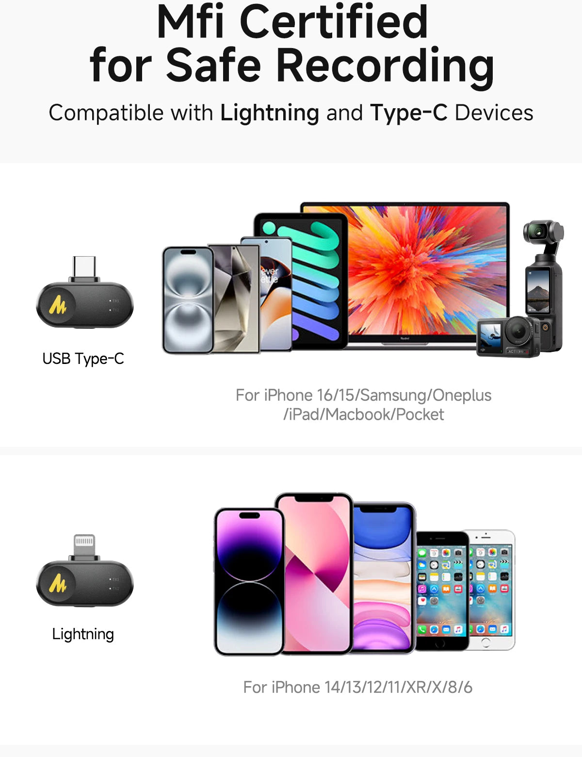 Microfone de lapela sem fio maono Wave T1 Mini